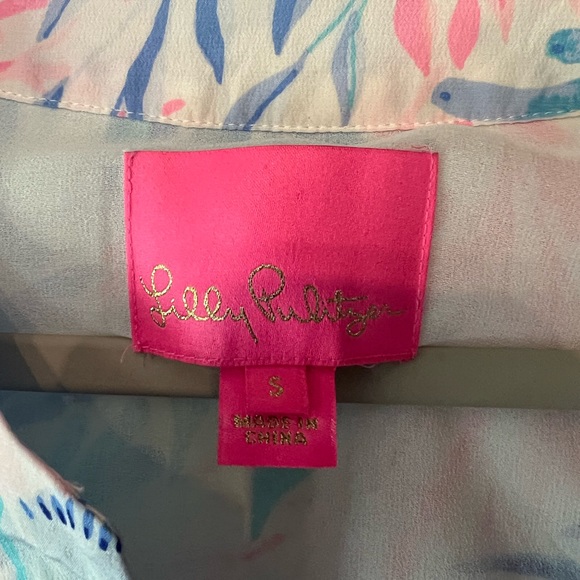 HP 9/22 🎉🎊 Lightly worn Lilly Pulitzer pink & blue corral print silk dress - Picture 5 of 10